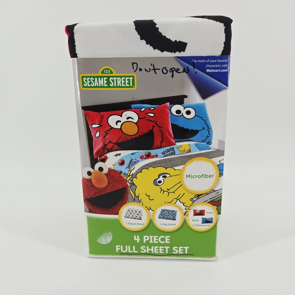 Sesame Street 4 Piece Full Sheet Set Microfiber Polyester Fitted Flat 2 Plwcases - Picture 2 of 3